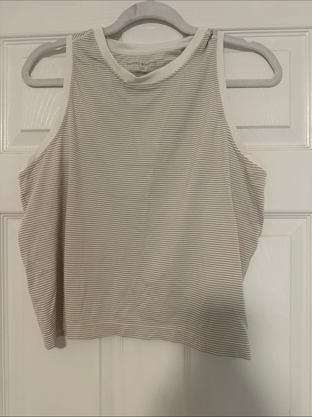 Striped Sleeveless Tank Top in Cream and White